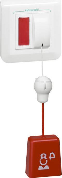 Бутон с шнур и LED индикация 2 мод. цвят бял Mosaic Legrand