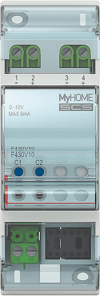Задвижващ механизъм с 2x 0-10 V изхода за управление на 0-10 пропорционални клапана - SCS, 2 DIN мод. My Home Bticino