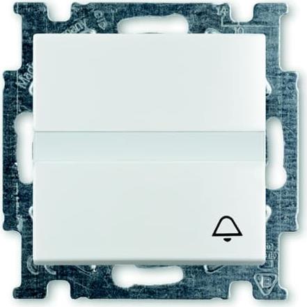 Бутон цвят БЯЛ със символ звънец и място за етикет Basic 55 ABB