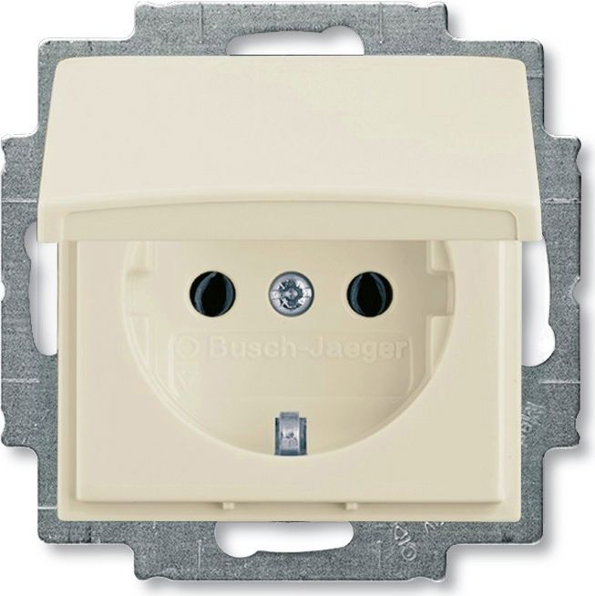 Контакт ШУКО 16A с капак цвят КРЕМ Basic 55 ABB /до изчерпване/