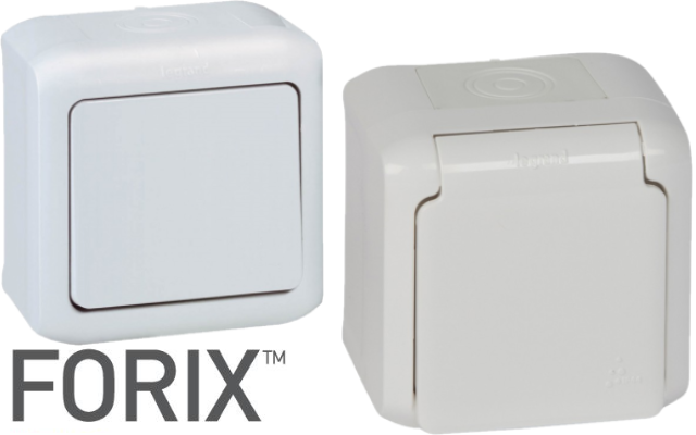 Сиви Forix IP44 ключове и контакти Legrand