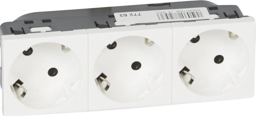 Контакт шуко ТРОЕН 45° 16A 6 мод. цвят бял Mosaic Legrand