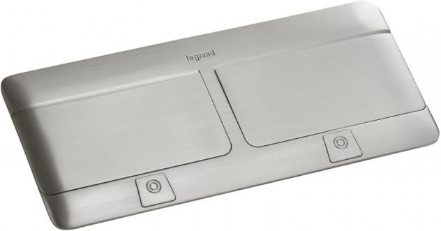 Подова/Мебелна кутия 2х4 мод. с вкл. монтажен кит цвят МАТИРАНА СТОМАНА (Matt steel finish) Pop-Up кутия Legrand