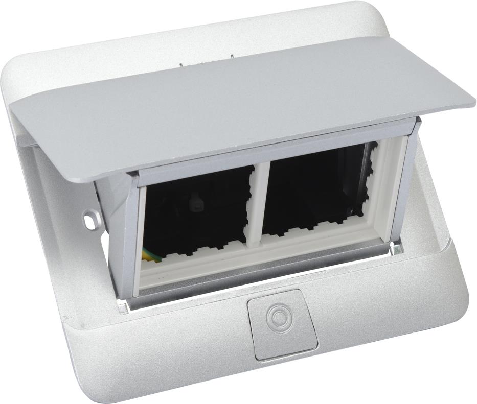 Подова/Мебелна кутия 4 мод. с вкл. монтажен кит цвят АЛУМИНИЙ МАТ (Matt aluminium) Pop-Up кутия Legrand /до изчерпване/