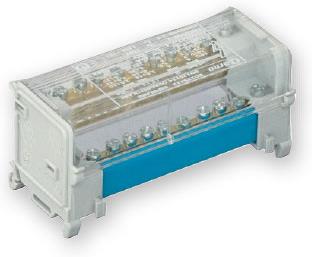 Разпределителна клемна кутия 2P 125A 1х35мм2, 2х25мм2, 2х16мм2 и 6х10мм2 за DIN монтаж (В=45мм, Ш=105мм; Д=47мм) Arnocanali