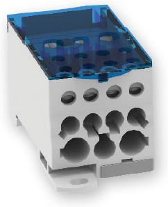 Разпределителен клемен блок 1P 400А СИВ с капак 4x10мм2, 5x16мм2, 2x35мм2, 1x185мм2 за DIN монтаж (В=50мм, Ш=49мм; Д=96мм)