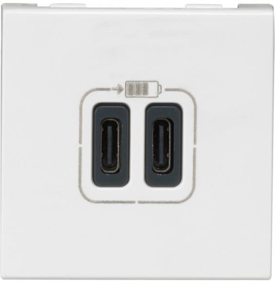 Розетка 2хUSB за зареждане тип C 3A 15W 2 мод. цвят Бял Mosaic Legrand
