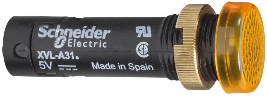 Сигнална лампа LED монолитна жълта 24Vdc Ø12mm XVL SE