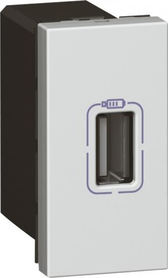 Розетка USB за зареждане тип А 1.1A 5.5W 1 мод. цвят Алуминий Mosaic Legrand