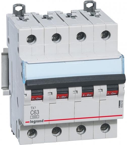 Автоматичен прекъсвач TX3 4P 63A крива С 10kA Legrand