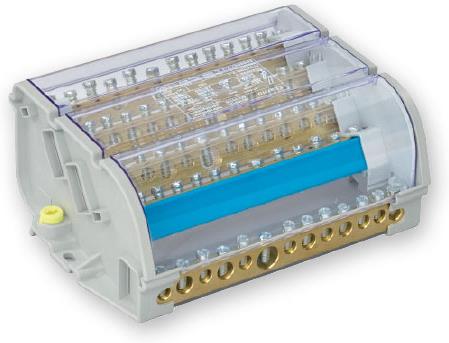 Разпределителна клемна кутия 4P 160А 1х50мм2, 1х35мм2, 1х25мм2, 5х16мм2 за DIN монтаж (В=70мм, Ш=133мм; Д=136мм) Arnocanali