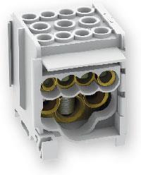 Разпределителен клемен блок 1P 160А СИВ 8x16мм2, 2x35мм2, 1x50мм2 за DIN монтаж (В=45мм, Ш=40мм; Д=43мм) Arnocanali