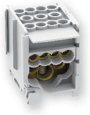 Разпределителен клемен блок 1P 125A СИВ 8x10мм2, 2x25мм2, 1x35мм2 за DIN монтаж (В=45мм, Ш=35мм; Д=43мм) Arnocanali