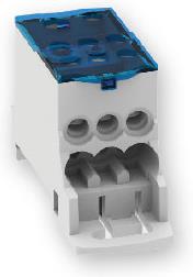 Разпределителен клемен блок 1P 125A СИВ с капак 7x16мм2, 1x35мм2 за DIN монтаж (В=46мм, Ш=29мм; Д=77мм) Arnocanali