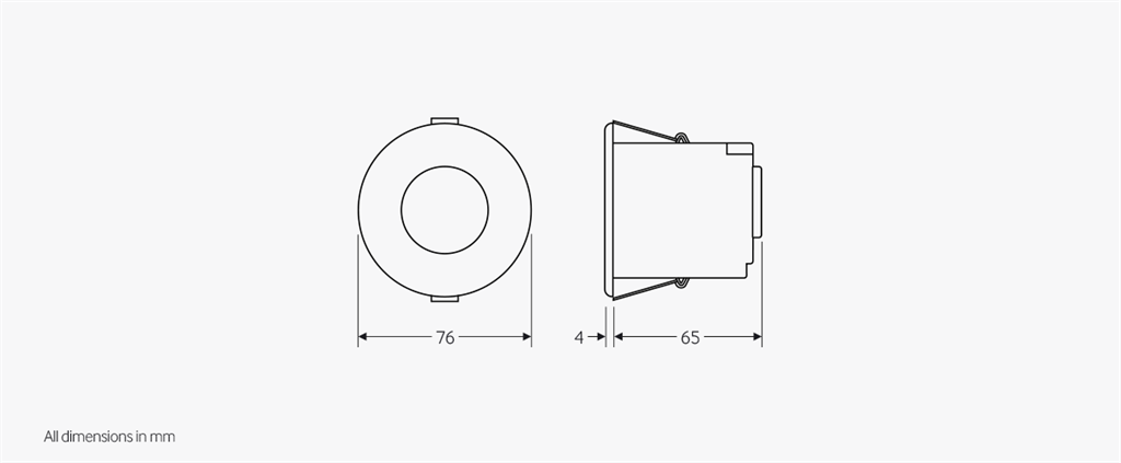 Датчик за присъствие PIR, за вграждане в таван, 360°, обхват D7m @ h=2,8m, IP40, EBDSPIR-PRM, CP Electronics