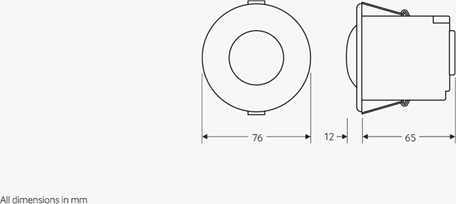 Датчик за присъствие PIR, за вграждане в таван, 360°, обхват D15m @ h=2,8m, IP40, EBDMR-PRM, CP Electronics