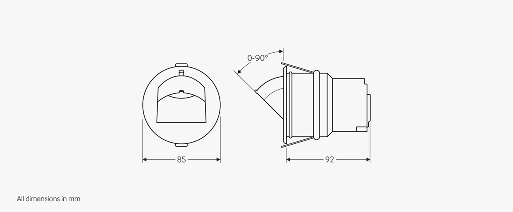 Датчик за присъствие PIR, за вграждане в таван, 90°, обхват 24m @ h=2,8m, IP40, EBDRC-PRM, CP Electronics