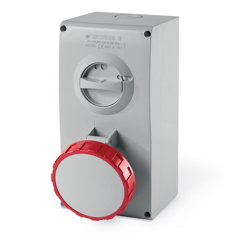 Промишлен контакт 3P+N+Е 63A IP66 с механична блокировка серия Omnia Scame