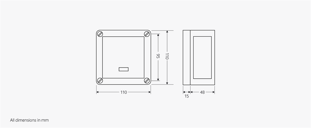 Датчик за присъствие MW, за открит монтаж на стена, 90°, обхват 25m @ h=1,5m, IP66, MWS1A-IP-PRM, CP Electronics