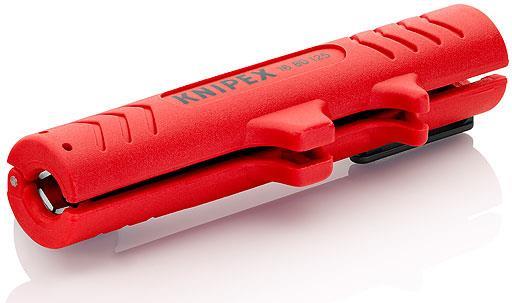 Инструмент за заголване на кабели, за изолация Ø8-13мм, червена ръкохватка 125мм, с фиксатор, Knipex