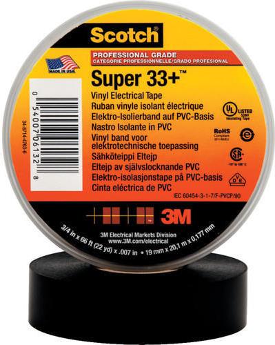 Изолационна лента Scotch 33+ цвят ЧЕРЕН 0.18мм х 19мм, дължина 20м 3M