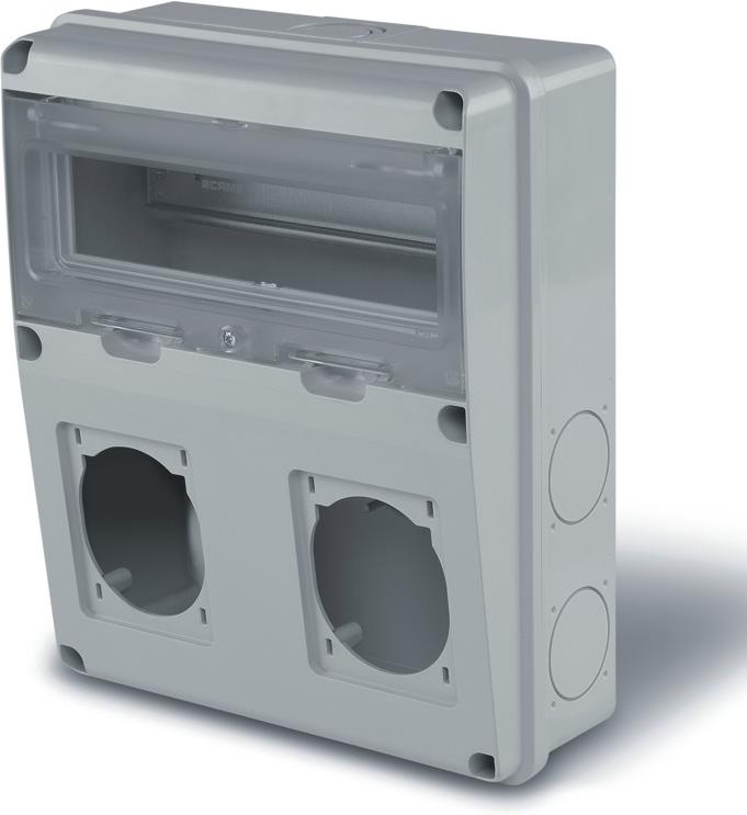 Табло за индустриални контакти и DIN модули IP55, UV, серия Enerbox 11 DIN, 2х16-32A Scame