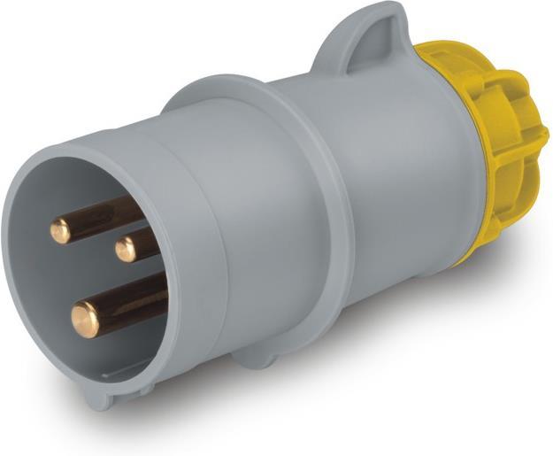 Промишлен щепсел подвижен жълт 2P+Е 16A 4h IP44 серия XENIA Scame
