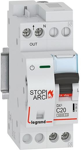 Автоматичен прекъсвач AFDD серия DX3 STOP ARC 1P+ND крива C 20A