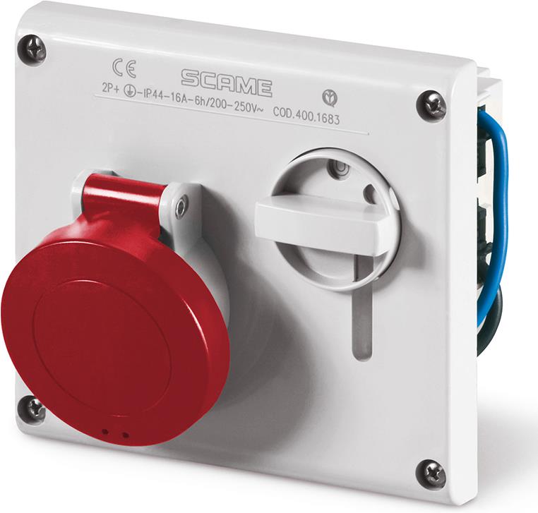 Промишлен контакт за скрит монтаж 32A 3P+N+E IP44 с механична блокировка серия Omnia Scame