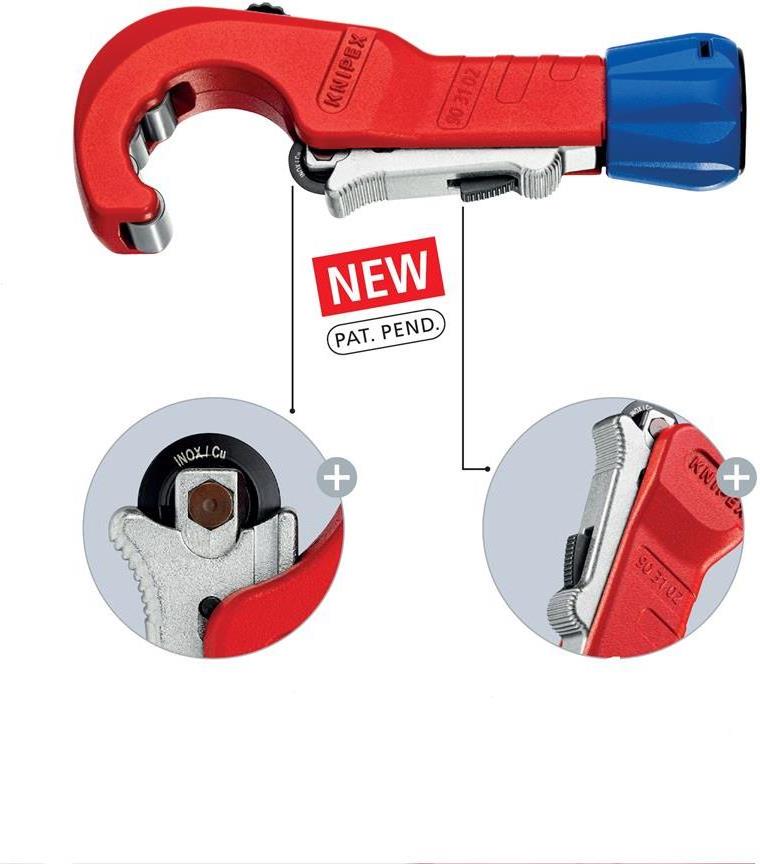 Инструмент за рязане на тръби TubiX, магнезиев, Ø6-35мм, червена ръкохватка 180мм, Knipex