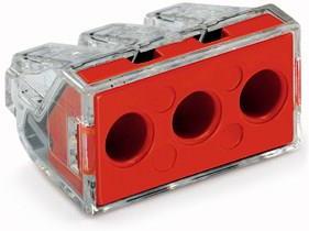 Бърза връзка Wago 3х2,5-6 mm2 (50бр.) червена за твърд проводник