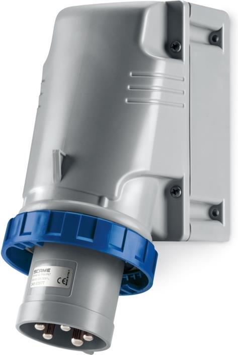 Промишлен щепсел 2P+Е 63A 200-250V IP67/69, 6h серия Optima Top за открит монтаж Scame