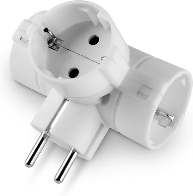 Адаптер за контакт 3х Шуко Т-образен бял, Scame