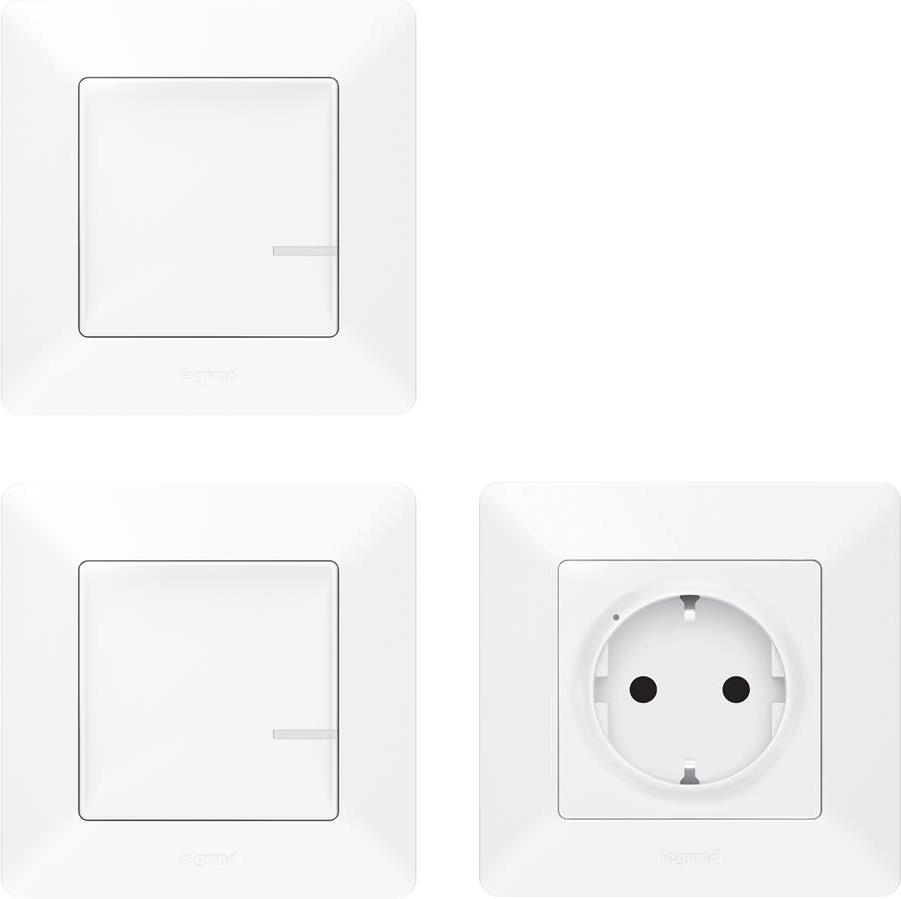 Допълнителен пакет Smart Valena Life Бял (Контакт+жичен ключ/димер с компенсатор+безжичен ключ) с рамки Legrand с Netatmo
