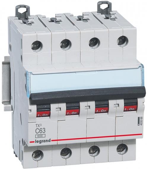 Автоматичен прекъсвач TX3 4P 63A крива С 6kA Legrand