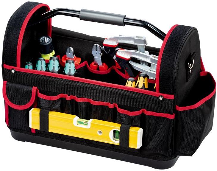 Чанта за рамо с метална дръжка BASIC Softbag L за 24 инструмента с усилено пластмасово дъно от синтетичен текстил PARAT