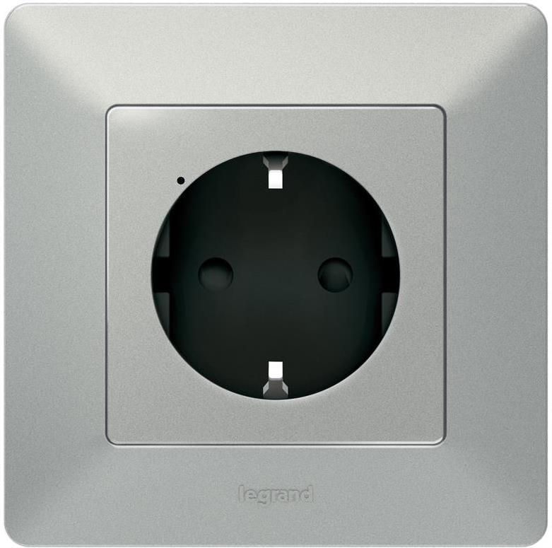 Контакт шуко 16A Smart Valena Life Алуминий с рамка Legrand с Netatmo