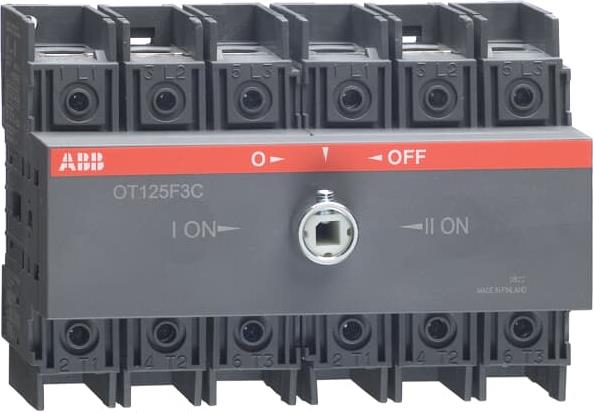 Разединител OT125F3C 125A 3P I-0-II за DIN монтаж без ръкохватка АВВ