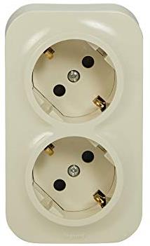 Контакт шуко ДВОЕН IP21 открит монтаж цвят Крем Forix Legrand