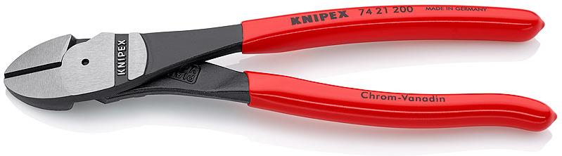 Клещи диагонални резачки под ъгъл 25˚ усилени, червена ръкохватка 200мм, Knipex