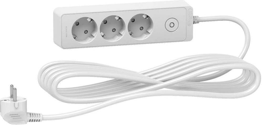 Разклонител бял 3 гнезда 5 метра /1.5mm2 и ключ серия UNICA SE