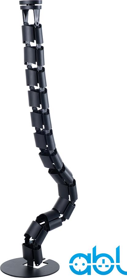 Кабелна спирала от под към бюро, 0.8м дължина, с метална основа и фиксатор към бюро, цвят Черен ABL