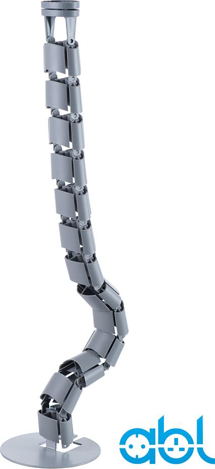 Кабелна спирала от под към бюро, 0.8м дължина, с метална основа и фиксатор към бюро, цвят Сив ABL