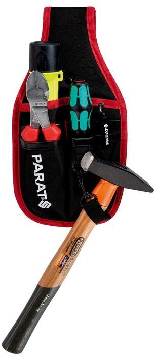 Чанта за колан PARABELT S с 7 джоба за инструменти черна с червен кант PARAT