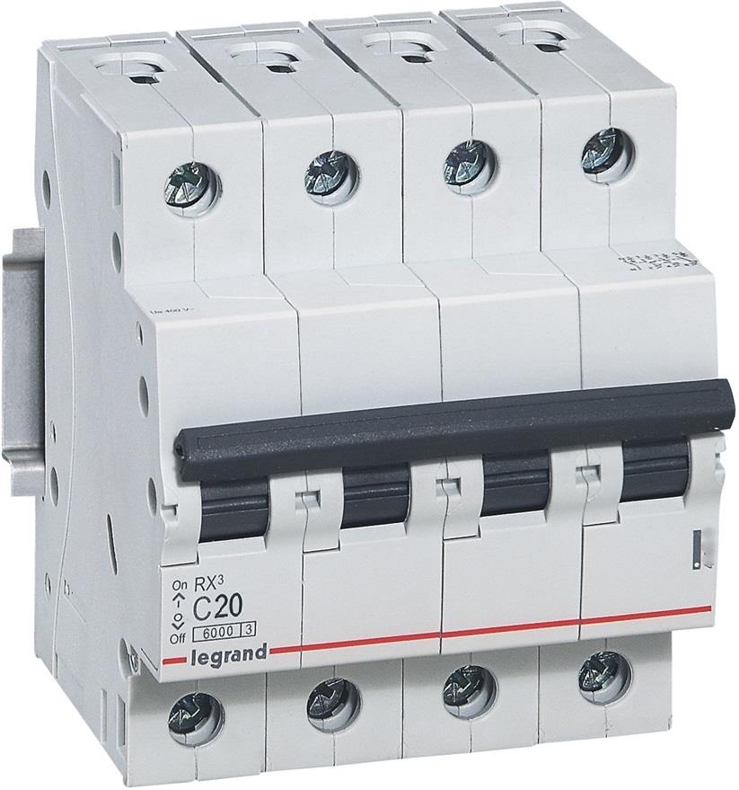 Автоматичен прекъсвач RX3 4P 20A крива С 6kA Legrand