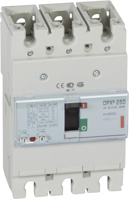 Автомат DPX3 250 TM 3P 200A 36кA регулируем (In x 0.8...1) Legrand