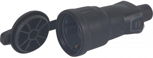 Куплунг черен 2P+T 16A IP44 250V гумиран с капаче Legrand