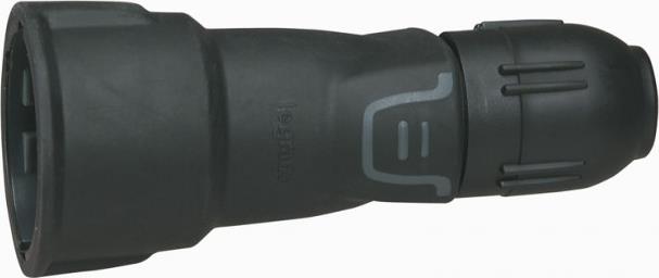 Куплунг черен 2P+Т 16A ІР44 250V гумиран с щуцер и за кабел 3х2,5мм2 Legrand