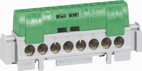 Клема изолирана ЗЕЛЕНА 1х25mm2 + 16х16mm2 90A Legrand