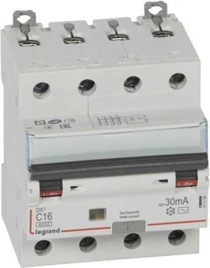 ДТЗ комбинирана DX3 4P 16A крива C 30mA тип AC 6kA 4 мод. Legrand